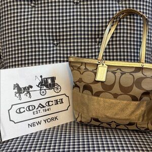 Coach Gold and Brown Tote Bag
